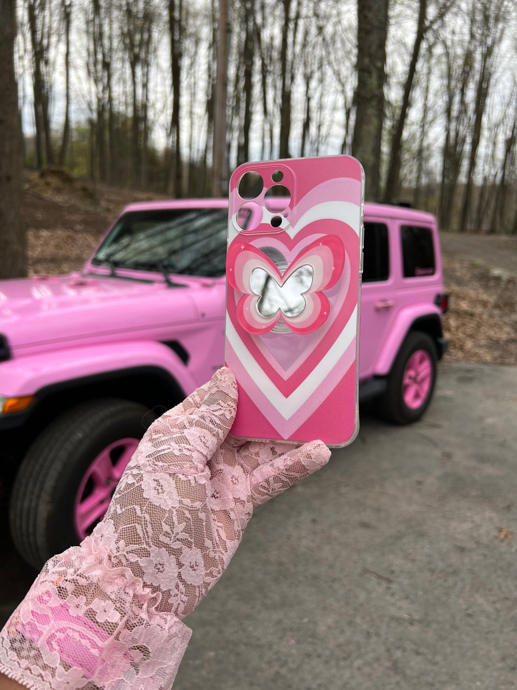 PINK BUTTERFLY PHONE CASE